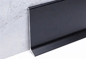 Алюминиевый напольный плинтус Русский профиль, черный матовый, 60х11,2х2500 мм, 1 м.п.